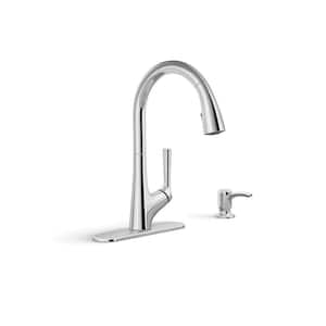 Elmbrook Single-Handle Pull-Down Sprayer Kitchen Faucet in Polished Chrome
