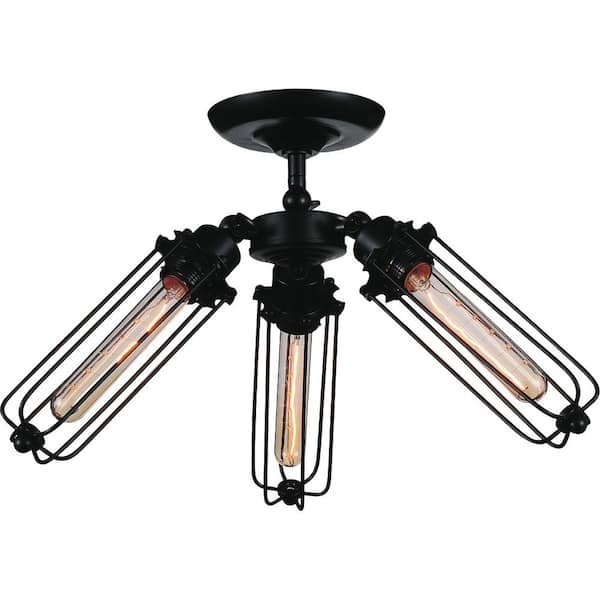 CWI Lighting Benji 3 Light Flush Mount With Black Finish
