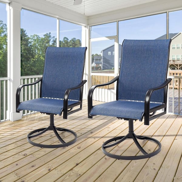 Outdoor Chairs Set of 2-Patio Swivel Chair/Outdoor Glider Chair-Comfortable Lawn Chairs for Relaxing-(Navy Blue)
