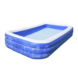 9.75 ft. x 5 ft. Rectangle 22 in. D Inflatable Pool with Air Pump