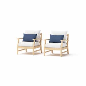 Kooper Cushioned Wood Outdoor Lounge Chair with Sunbrella Bliss Ink Cushions