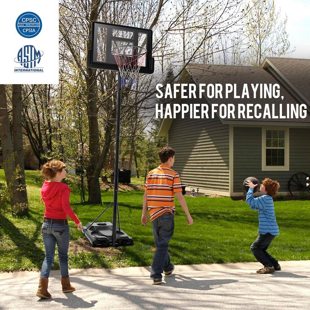 Adjustable Portable Basketball Hoop with Polycarbonate Backboard and Wheels
