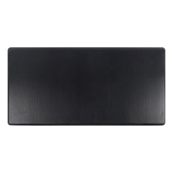 Black 39 in. x 20 in. PU Leather Anti-Fatigue Kitchen Floor Comfort Mat