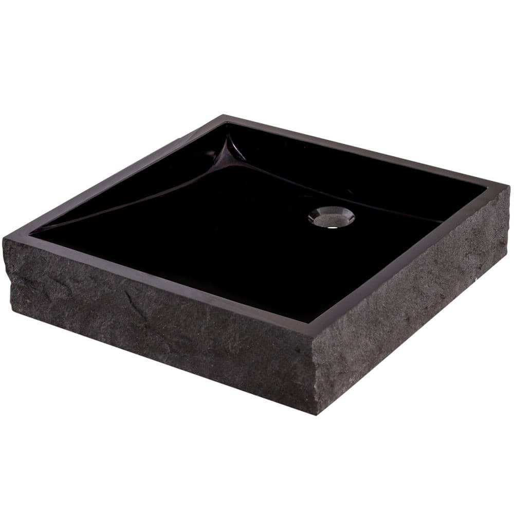 Square Polished Black Granite Wine Chiller