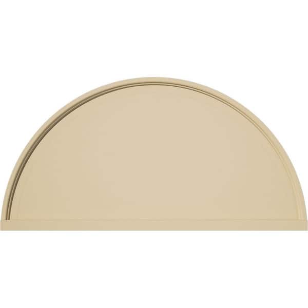 30 in. W x 15 in. H x 2 in. P Half Round Smooth Signature Urethane Pediment, Primed Tan