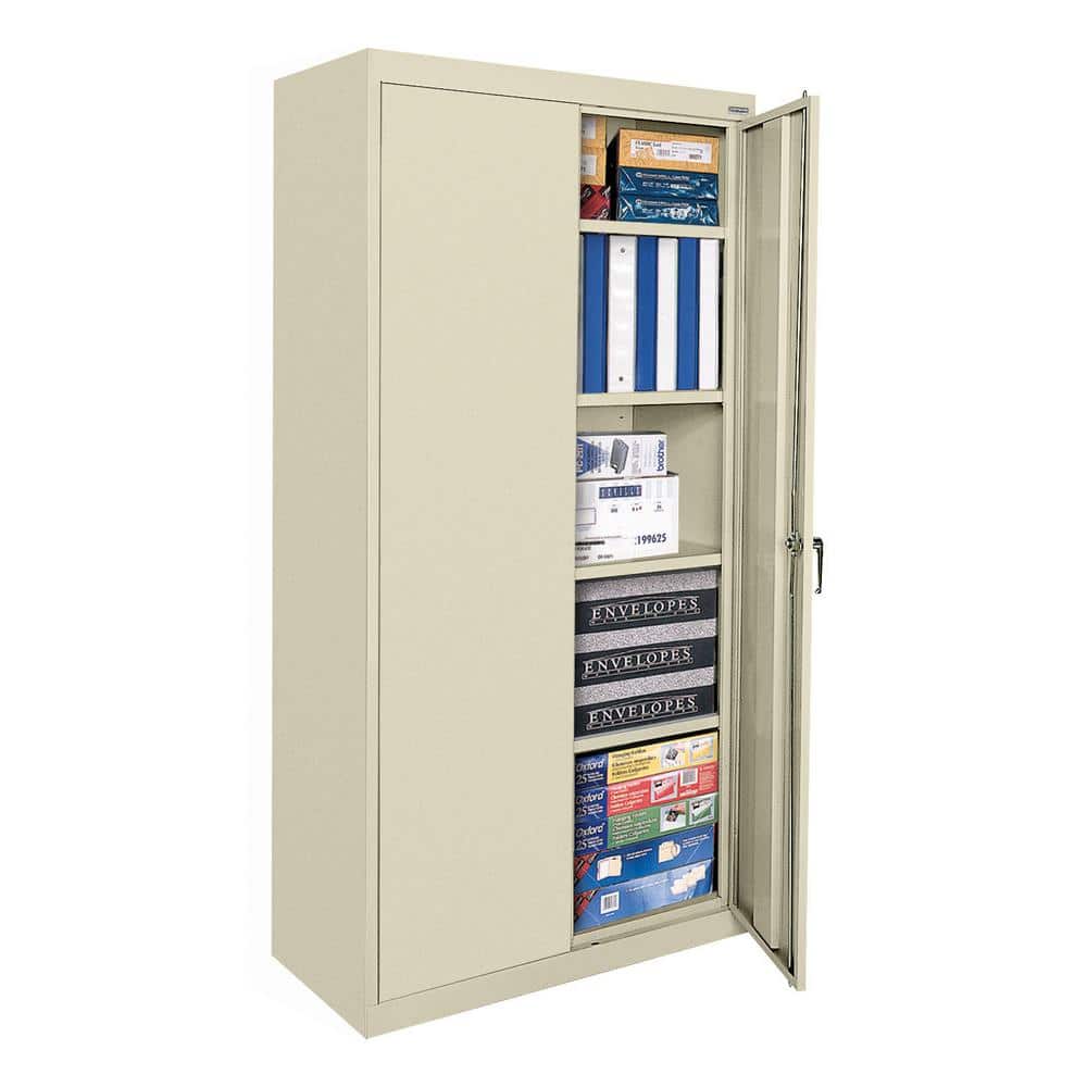 Putty Steel Freestanding Lockable Office Cabinet with Adjustable Shelving
