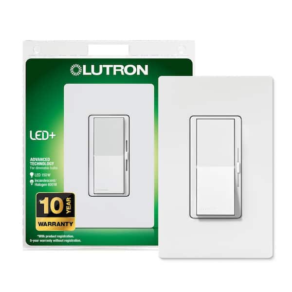 Diva LED+ Dimmer Switch with Wallplate for Dimmable LED Bulbs, 150-Watt/Single-Pole or 3-Way, White (DVWCL-153PH-WH)