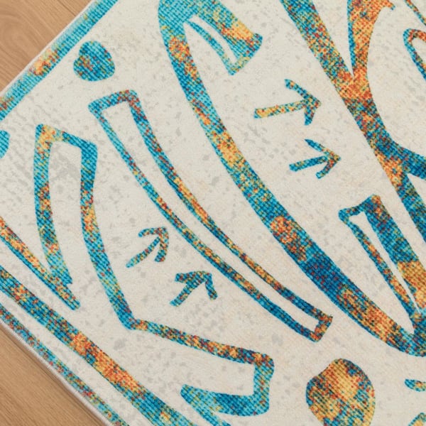 Sportsglyphs 4 ft. x 6  ft. Multi Western Area Rug