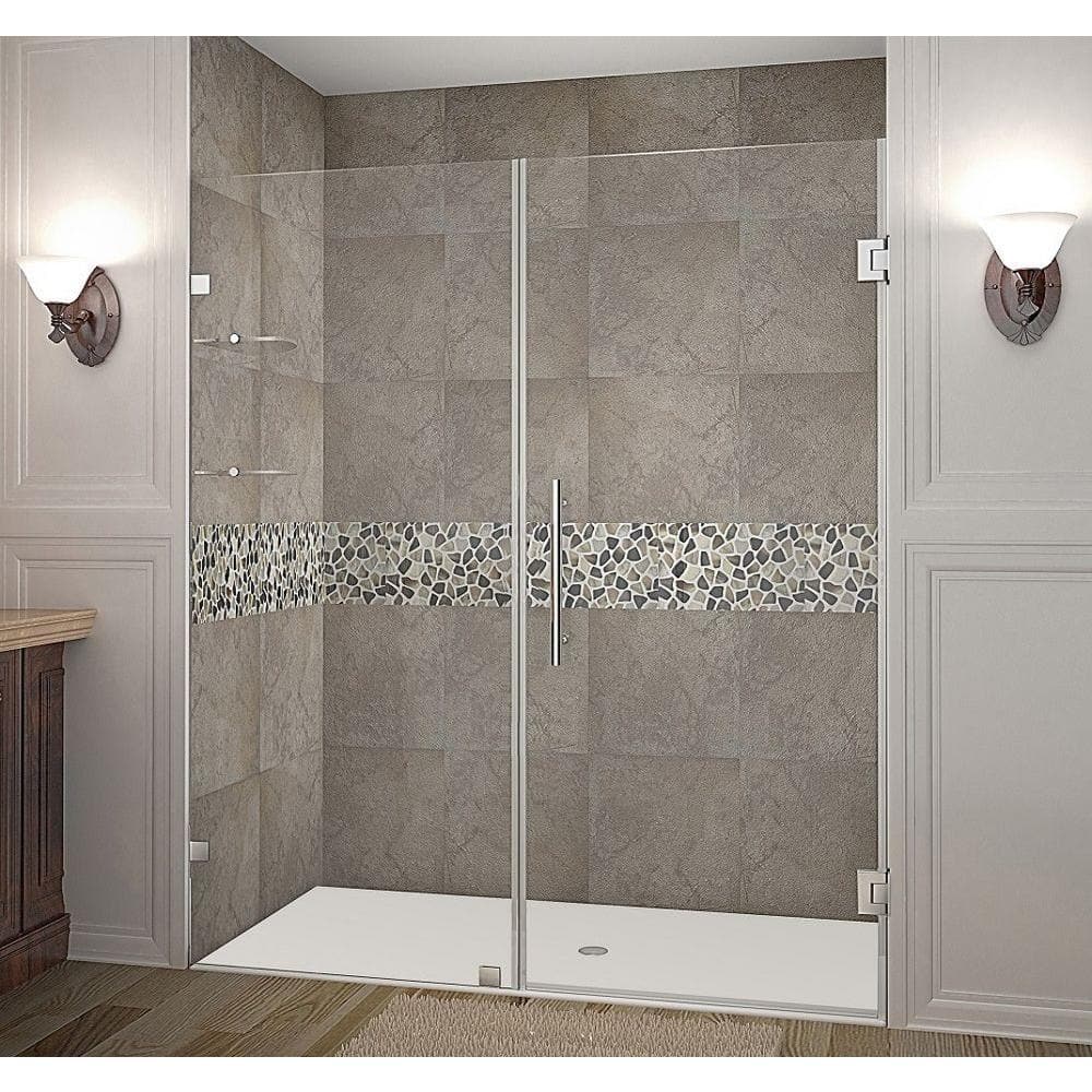 Nautis GS 67" x 72" Frameless Clear Glass Shower Door with Stainless Steel Hardware
