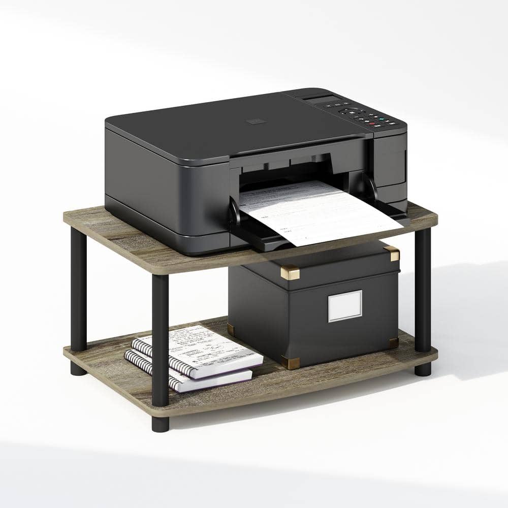 French Oak and Black 2-Tier Particle Board Printer Stand