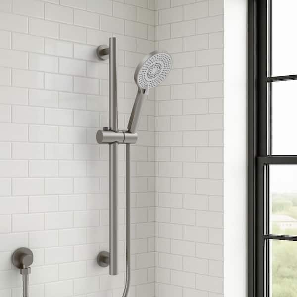 3-Spray Wall Bar Shower Kits 1.8 GPM with Handheld Shower in Brushed Nickel (Valve Included)