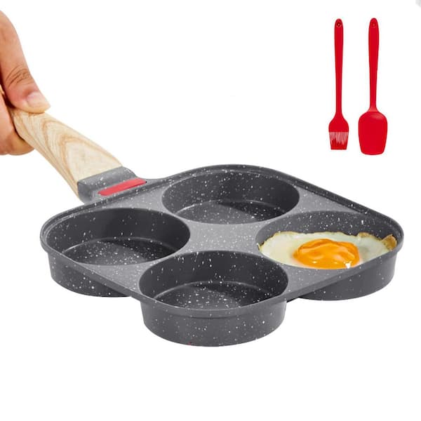Egg Pan, 4-Cup Nonstick Egg Frying Pan, Aluminum Breakfast Omelette Skillet for Pancakes, Hamburgers, Sandwiches