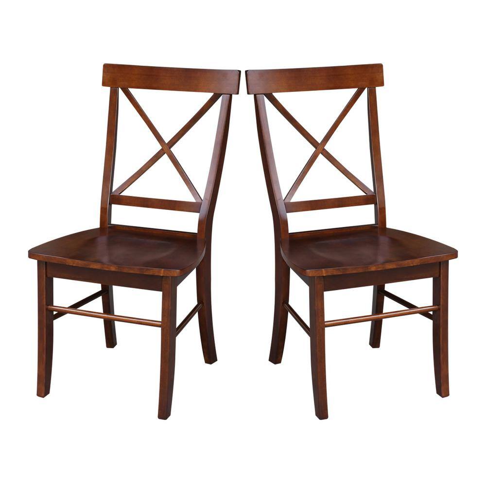Espresso High Cross Back Solid Wood Side Chairs, Set of 2