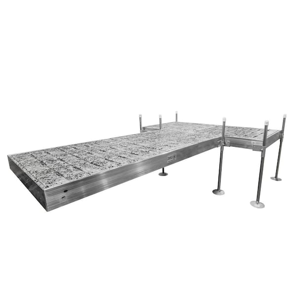 Tommy Docks 12 ft. T-Shaped Boat Dock System with Aluminum Frame and Thermoplastic Terrazzo Decking