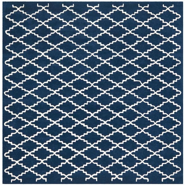 SAFAVIEH Chatham Dark Blue/Ivory 7 ft. x 7 ft. Square Area Rug