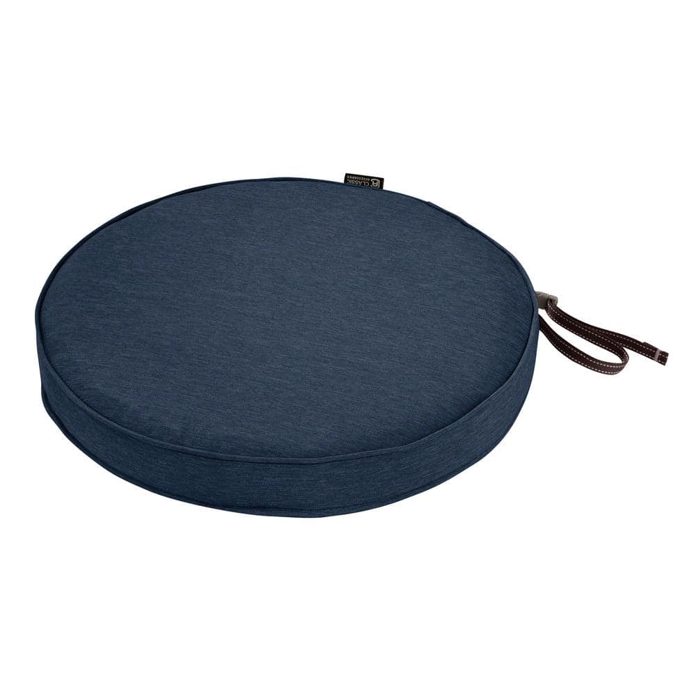 Heather Indigo Blue Round Outdoor Foam Chair Cushion