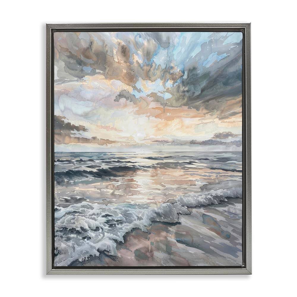 Cloud Break over Sea by Petal Prints Design Gray Floater Frame Nature Graphic Art Print 31 in. x 25 in. price history on PriceWatchPro