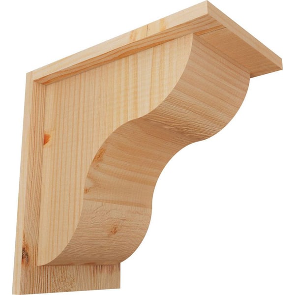 Ekena Millwork 7-1/2 in. x 12 in. x 12 in. Douglas Fir Carmel Smooth Corbel with Backplate