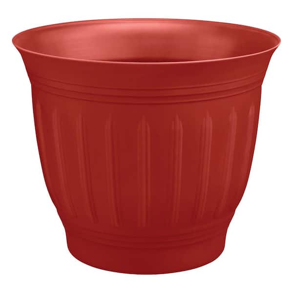 Vigoro 19.5 in. Eleanor Burnt Red Colonnade Plastic Planter (19.5 in. D x 16.5 in. H)