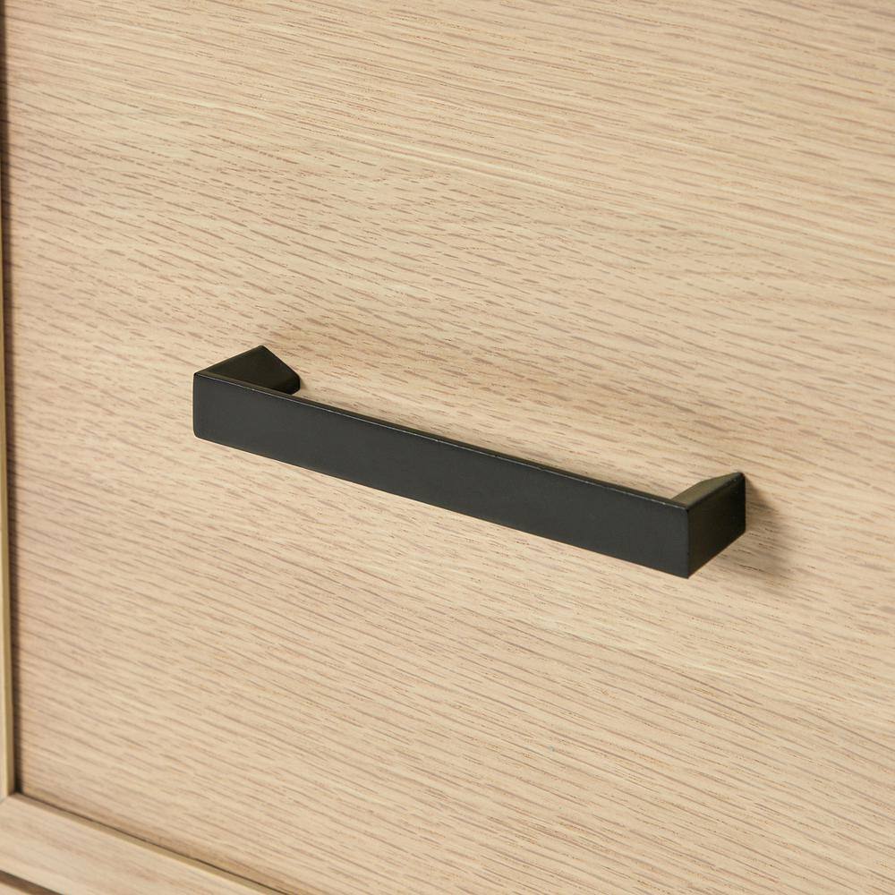 Kelly 60" White Oak Freestanding Bathroom Vanity Cabinet with Black Handles
