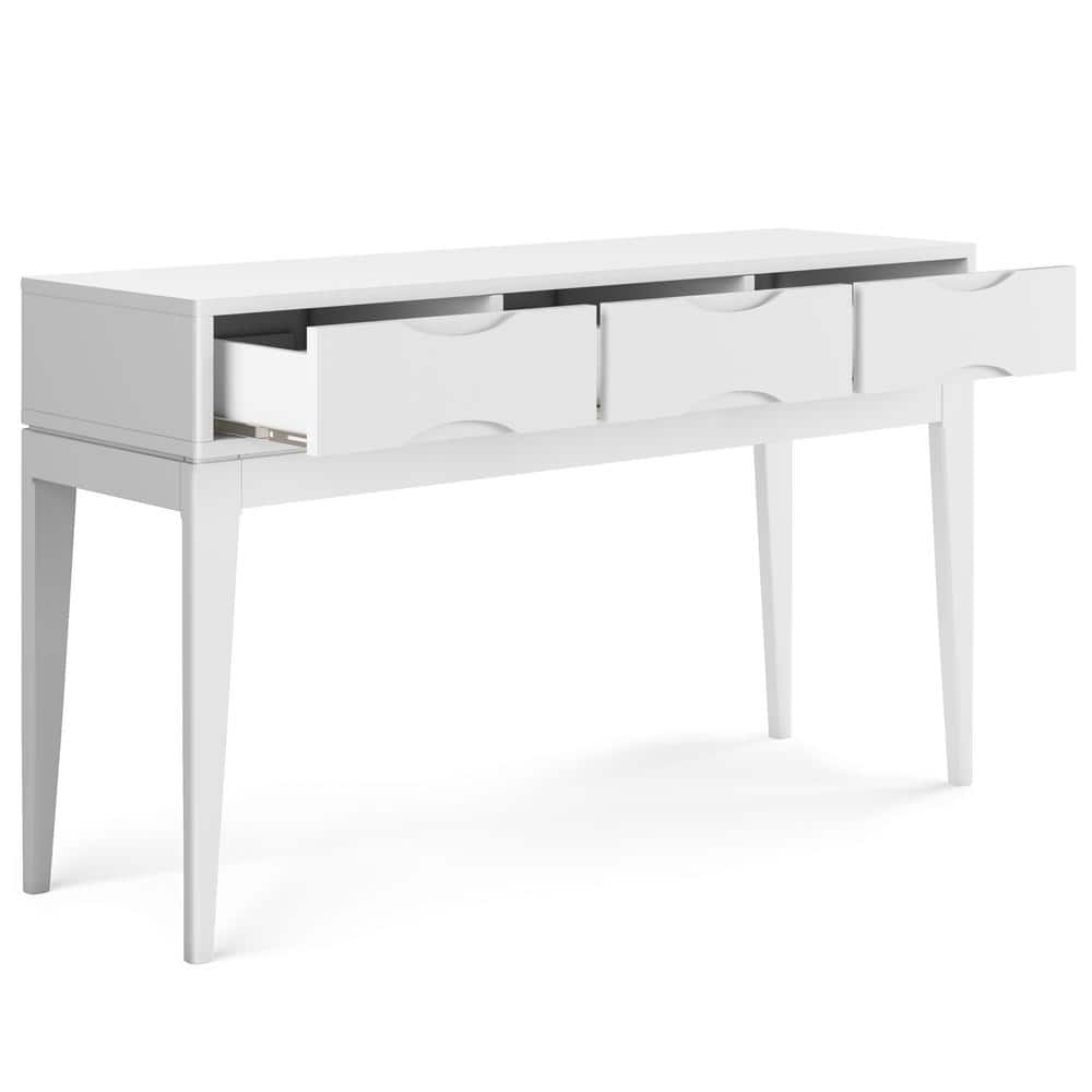 Harper Mid-Century White Solid Hardwood Console with Storage