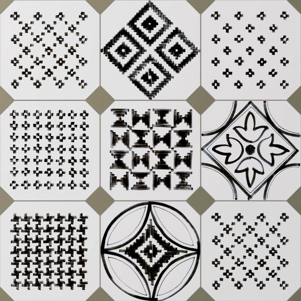 Vaudeville Octagon Deco Sombra with Taco Oliva 8 in. x 8 in. Porcelain Floor and Wall Tile (11.25 sq. ft. /Case) price history on PriceWatchPro