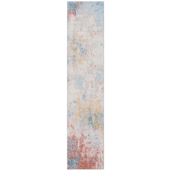 Tulum 2 ft. x 9 ft. Ivory/Pink Rustic Abstract Runner Rug