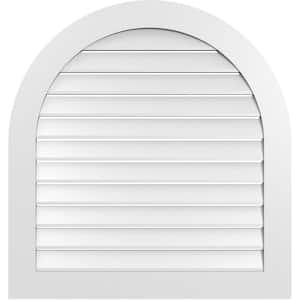 36 in. x 38 in. Round Top Surface Mount PVC Gable Vent: Functional with Standard Frame