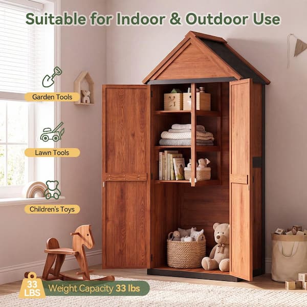 Sizzim 2.6 ft. W x 1.4 ft. D Wood Shed Outdoor Storage Cabinet