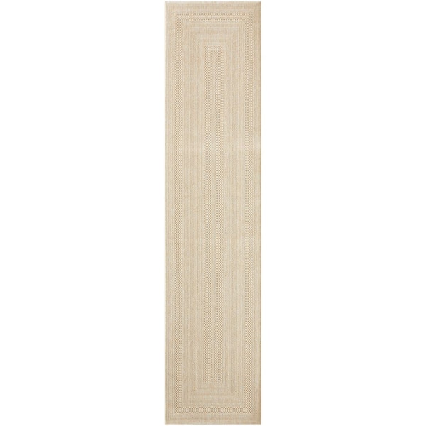 Nourison Tulum Cream 2 ft. x 10 ft. Linear Contemporary Runner Area Rug