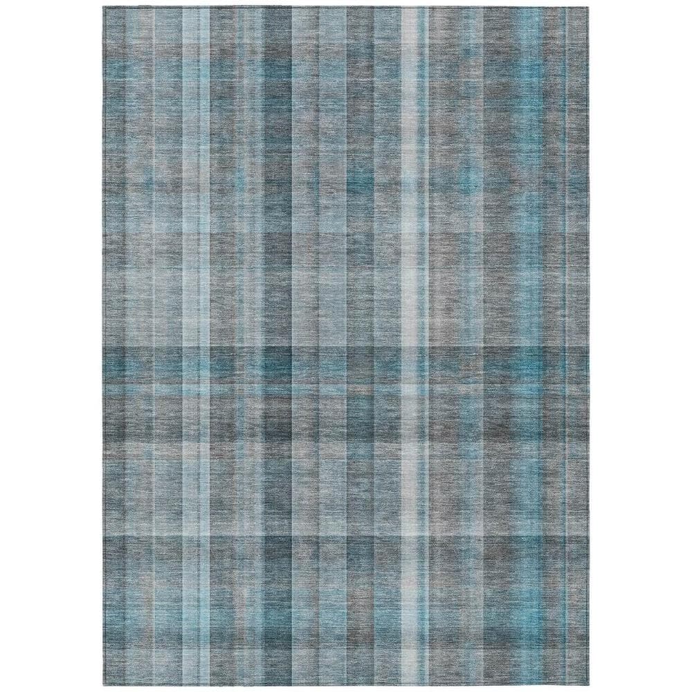 Teal 9 ft. x 12 ft. Woven Plaid Polyester Rectangle Indoor/Outdoor Area Rug price history on PriceWatchPro