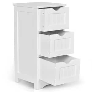 12 in. W x 25 in. H White Wood 3-Drawer Floor Storage Cabinet Free Standing Organizer