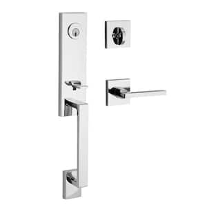 Reserve Seattle Single Cylinder Polished Chrome Door Handleset w Square Left-Hand Door Handle & Contemporary Square Rose