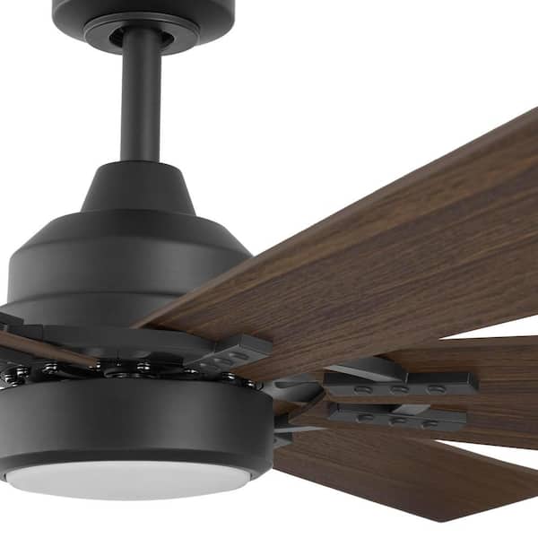 Details about   60" Matte black ceiling fan 4 light clear seeded glass barnwood black blades