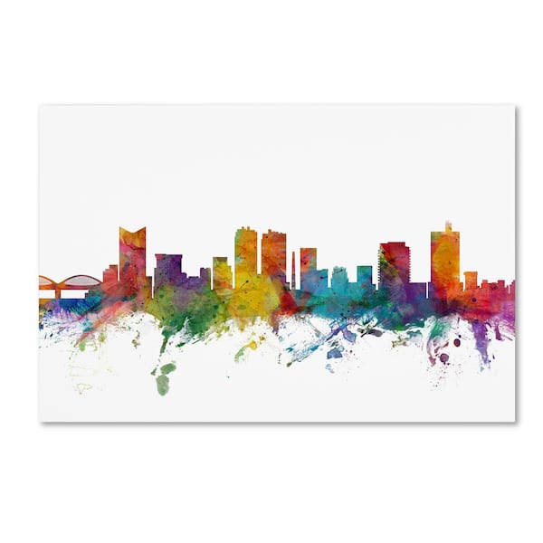 Trademark Fine Art 12 in. x 19 in. Fort Worth Texas Skyline by Michael Tompsett Hidden Frame Architecture Wall Art