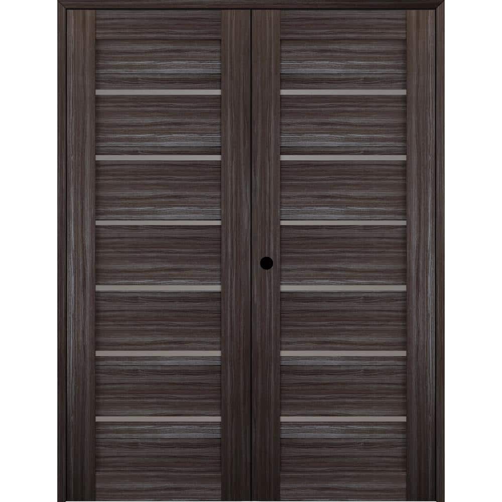 Alba 56 in. x 80 in. Right-Handed Active 6-Lite Frosted Glass Gray Oak Wood Composite Double Prehung French Door price history on PriceWatchPro