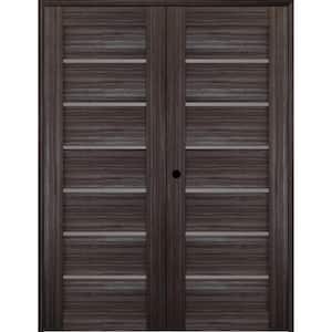 Alba 56 in. x 80 in. Right-Handed Active 6-Lite Frosted Glass Gray Oak Wood Composite Double Prehung French Door