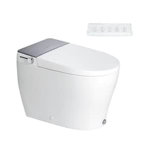 Elongated Smart Bidet Toilet 1.28GPF in White Auto Open/Close Foot Kick Auto Flush Digital Display Tankless Toilet