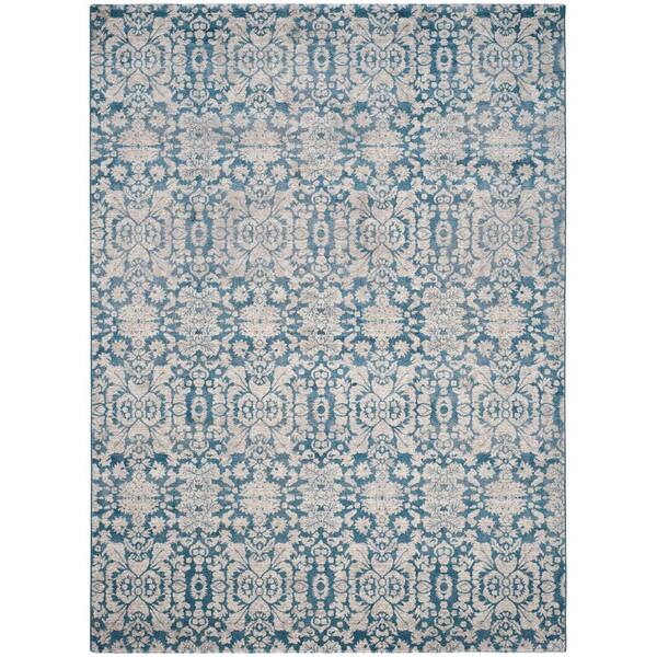 Sofia 11 ft. x 15 ft. Blue/Beige Geometric Floral Area Rug