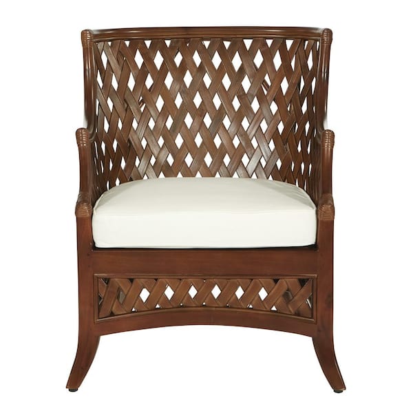 Kona Chair with Cream Cushion and Brown Washed Rattan Frame