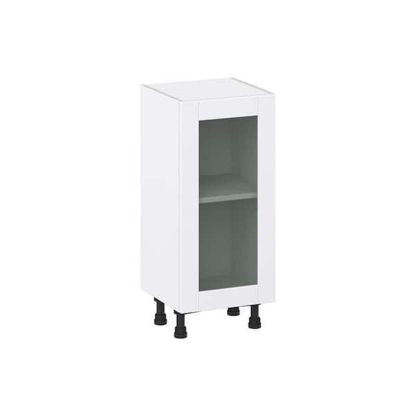 J COLLECTION Bright White Shaker Assembled Base Kitchen Cabinet with Full Height Glass Door (15 in. W x 34.5 in. H x 14 in. D)