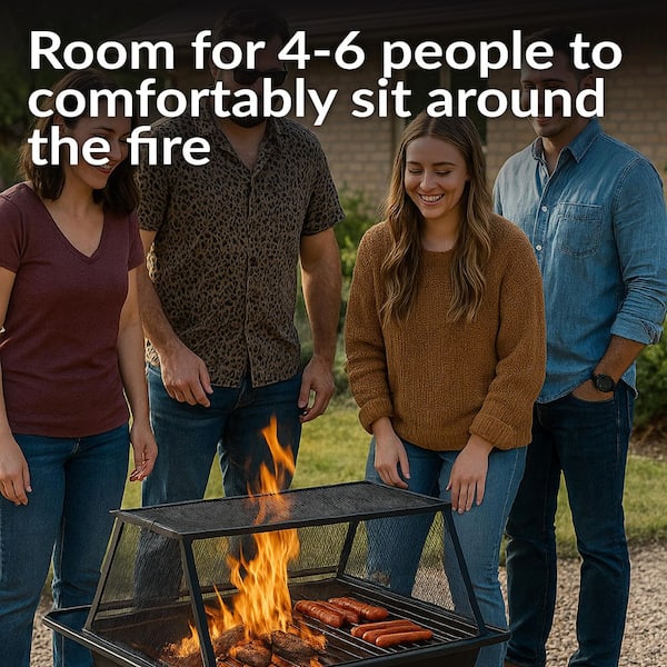 Sunnydaze Northland 36 in. x 27 in. Rectangle Steel Wood Burning