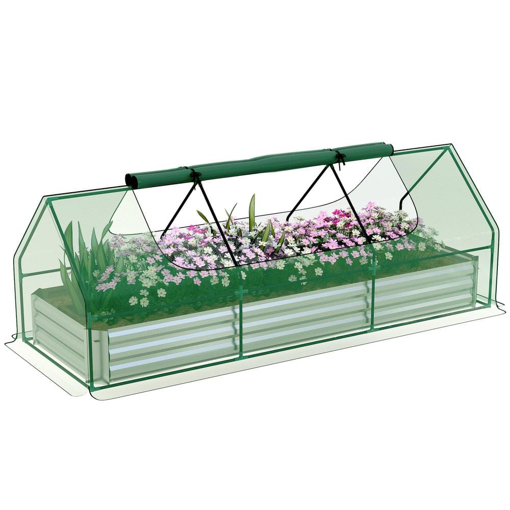 106.3 in. W x 35.4 in. D x 36.6 in. H Raised Garden Bed with Mini Greenhous