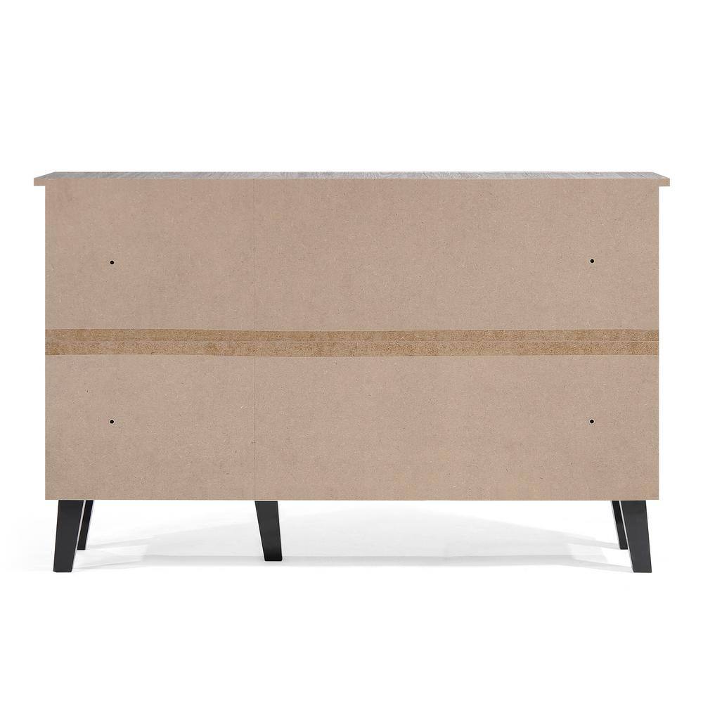 Gray Oak Mid-Century Modern 3-Door Fiberboard Cabinet