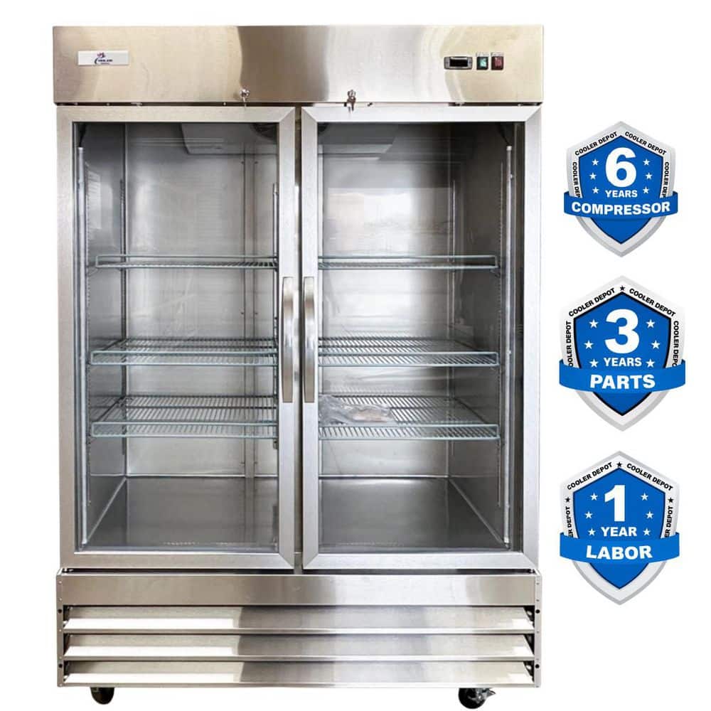 55 in. W 47 cu. ft. NSF Commercial 2-Glass Door Display Reach-In Upright Merchandiser Refrigerator in Stainless Steel price history on PriceWatchPro