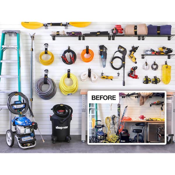 10 in. Heavy-Duty Storage Strap Multi-Purpose Hook and Loop Rope Strap with Grommet in Black (6-Pack)