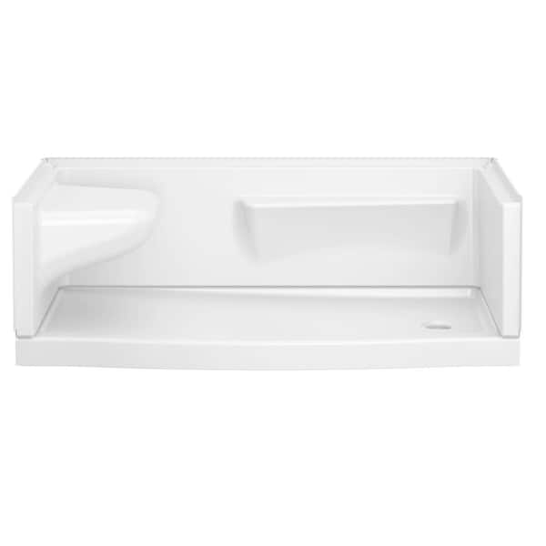 Classic 500-Curve Left Seat Right Drain 32 in. x 60 in. x 15.88 in. Alcove Shower Kit with Shower Wall and Shower Pan