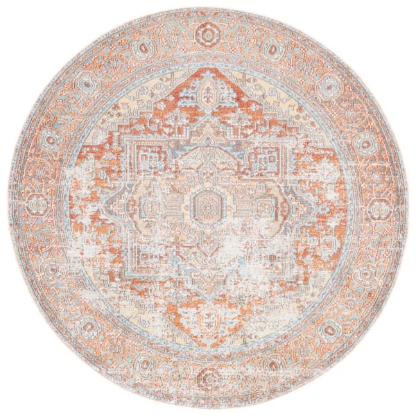 Aria 5 ft. x 5 ft. Rust/Taupe Garden Medallion Round Area Rug