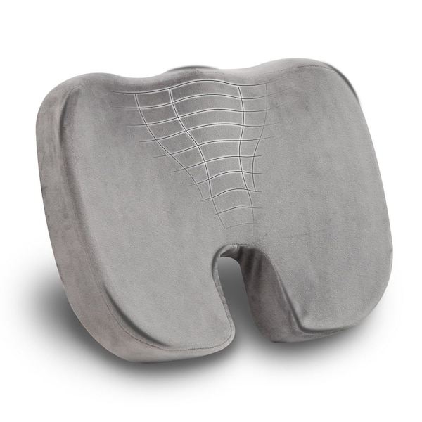 18 in. L x 13.5 in. W x 2.75 in. H Office Ergonomic Chair Cushion Memory Foam, Gray