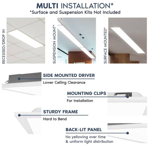 LUXRITE 1 x 4 ft. 3750/4375/5000 Lumen Integrated LED Panel Light 3 Color Options 3500K/4000K/5000K Dimmable 30/35/40W 4-Pack